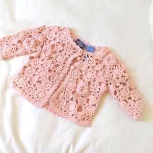 Koala Kids pink crocheted cardigan, 0-3 months